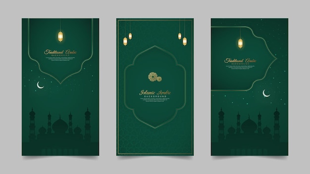 Modèle De Collection D'histoires Islamiques Réalistes Sur Les Médias Sociaux Avec Mosquée Pour Le Ramadan Et L'eid
