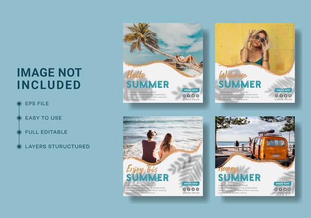 Modèle de collection de publications sur les médias sociaux d'été publication instagram d'été