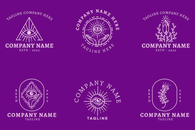 Vecteur modèle collection symbole logo simple mystique minimaliste violet foncé