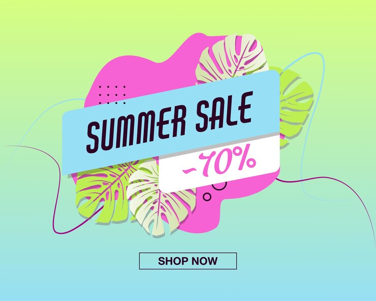 Vecteur modèle coloré de vente d'été avec signe