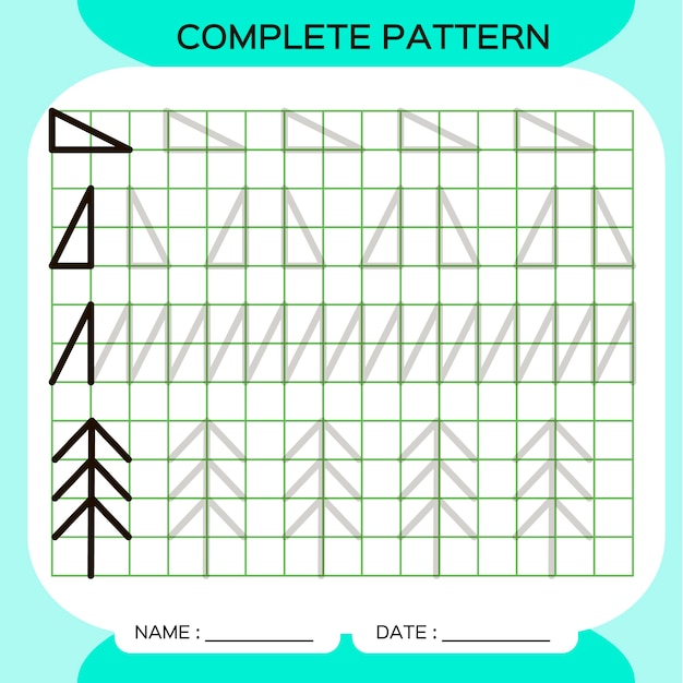 Vecteur modèle complet. activité de traçage des lignes pour la petite enfance. feuille de travail préscolaire pour la pratique de la motricité fine. traçage des lignes. amélioration des tâches de compétences.