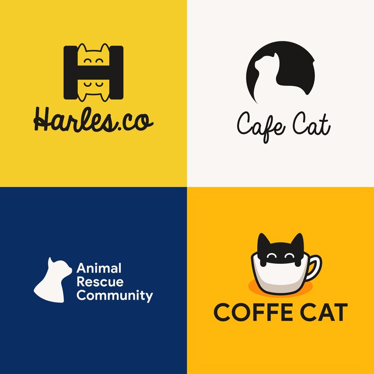 Vecteur modèle de concept de logo de chat créatif