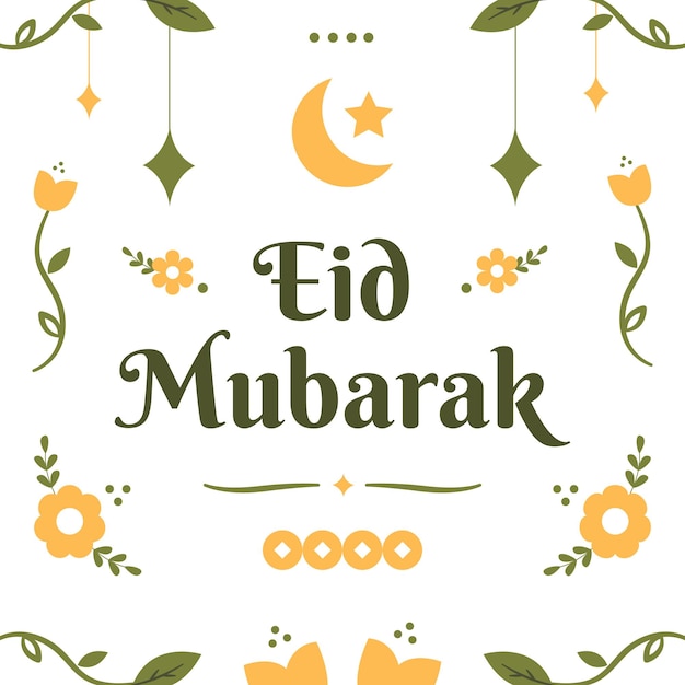 Vecteur modèle de conception d'affiche eid mubarak design plat