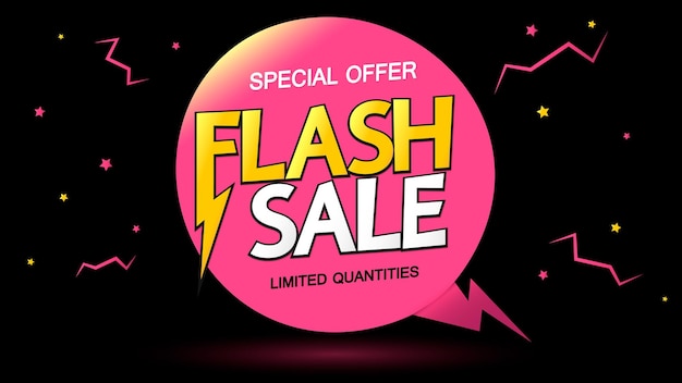 Modèle de conception d'affiche flash ou de bannière pour l'illustration vectorielle de magasins et de magasins en ligne