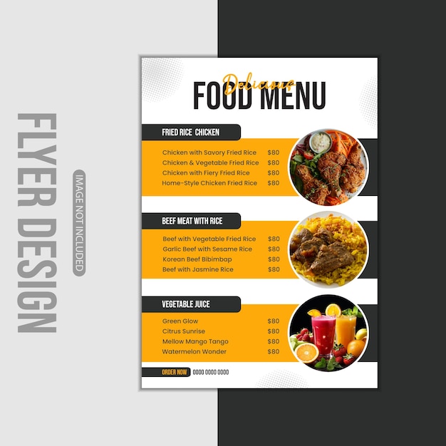 Modèle de conception d'affiche de menu de restaurant