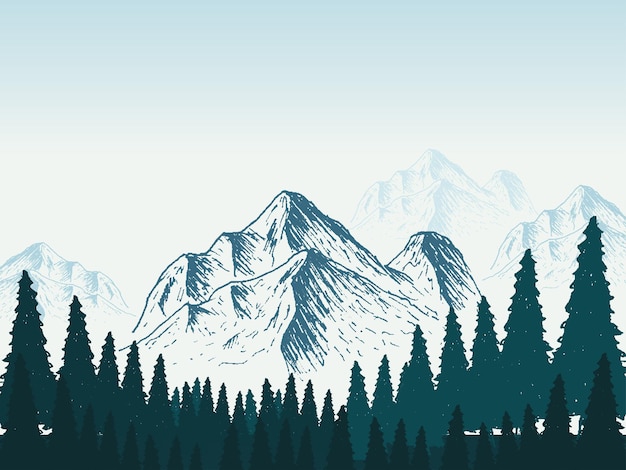 Modèle De Conception D'affiche De Montagne De Paysage