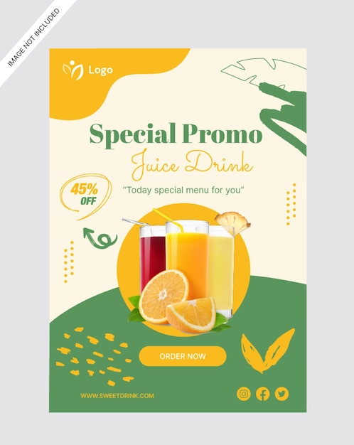 Modèle de conception d'affiche de promotion de boissons à base de jus de fruits