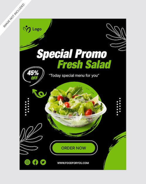 Modèle De Conception D'affiche De Promotion De La Nourriture Saine Pour Les Salades