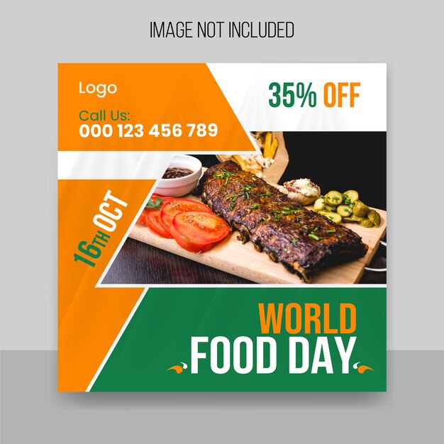 Vecteur modèle de conception d'affiche sur les réseaux sociaux pour la journée mondiale de l'alimentation