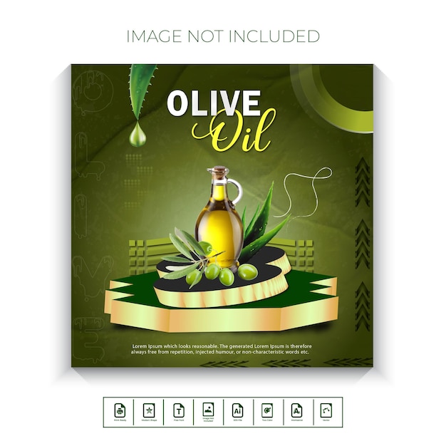 Modèle De Conception D'affiche Unique De Médias Sociaux D'huile D'olive Vecteur Premium