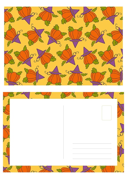 Vecteur modèle de conception automne citrouilles dessinées à la main illustration vectorielle plane