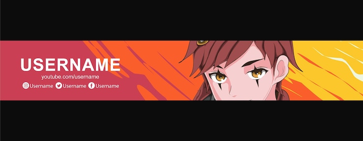 Vecteur modèle de conception de bannière d'anime youtube
