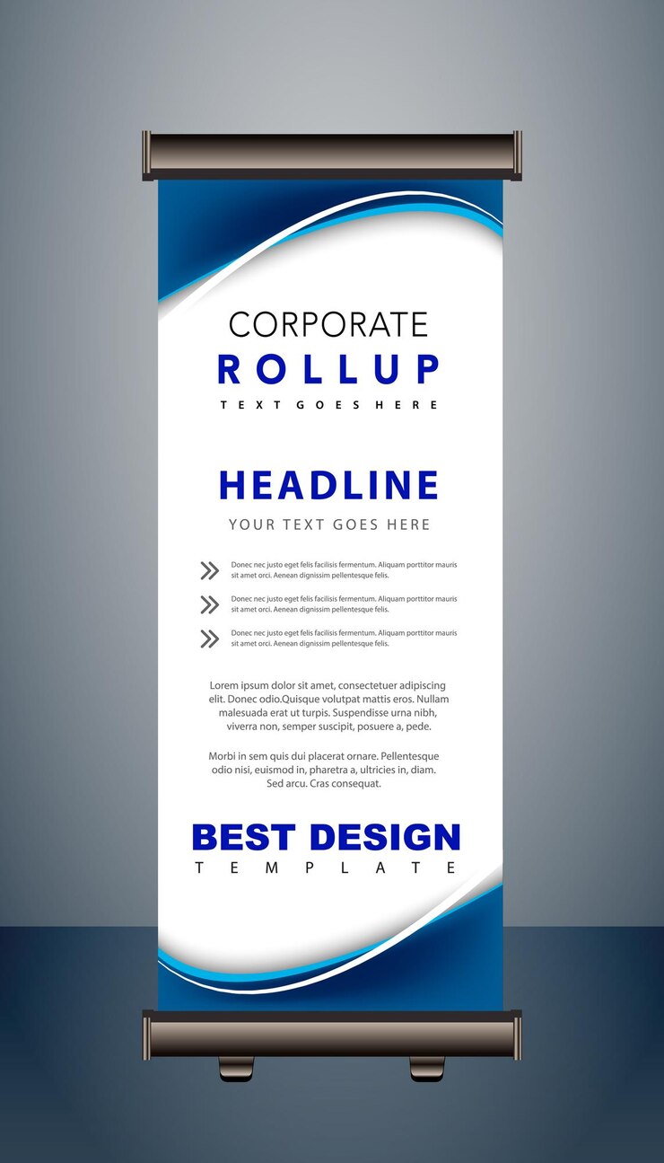 Modèle de conception de bannière corporative à rouleaux vectoriel.