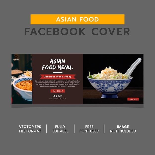 Modèle De Conception De Bannière De Couverture Facebook De Cuisine Asiatique