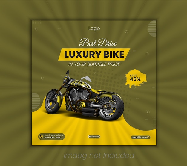 Vecteur modèle de conception de bannière créative d'instagram de moto et de médias sociaux