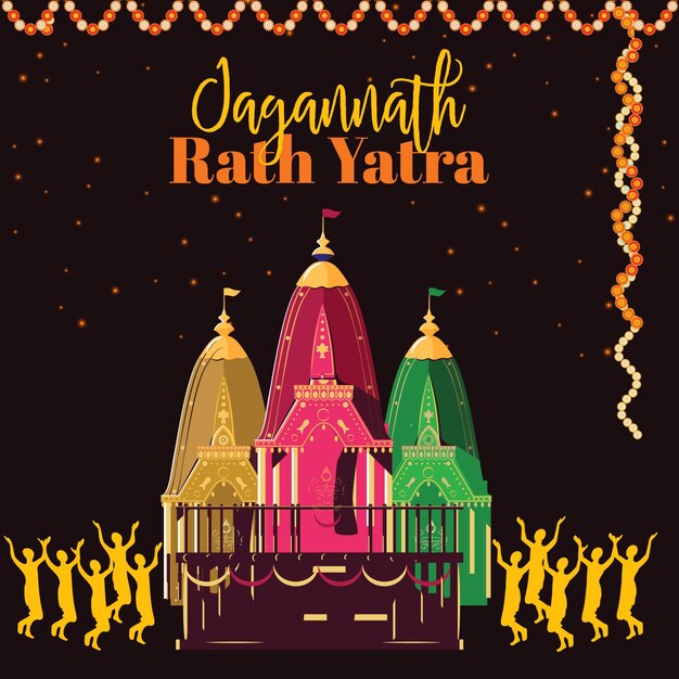 Vecteur modèle de conception de bannière créative jagannath rath yatra