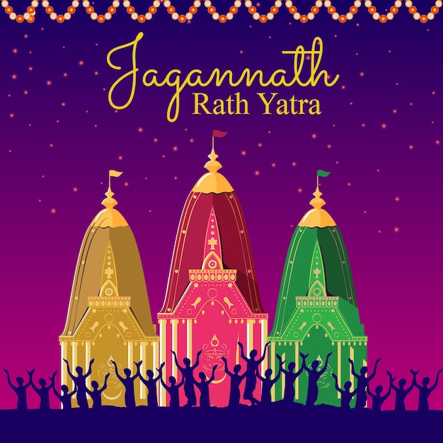 Vecteur modèle de conception de bannière de festival indien jagannath rath yatra