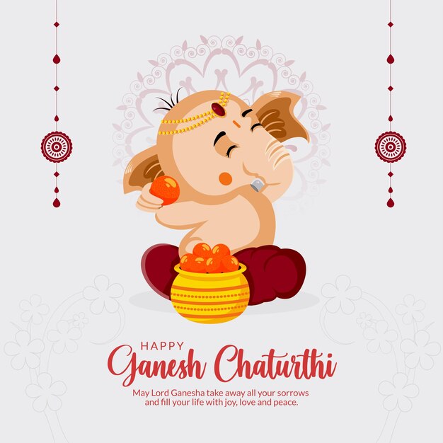 Modèle De Conception De Bannière De Festival Traditionnel Indien Heureux Ganesh Chaturthi