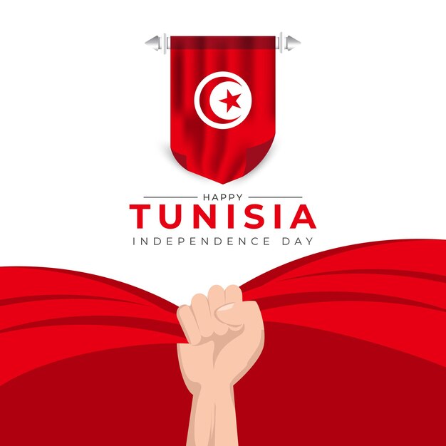 Modèle De Conception De Bannière De La Fête De L'indépendance De La Tunisie Célébrations De La Fête Nationale Du Drapeau De La Tunisie