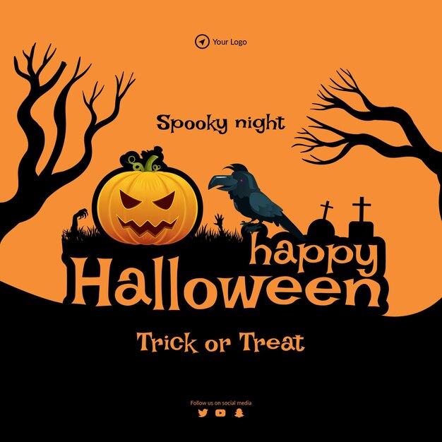 Modèle De Conception De Bannière Happy Halloween