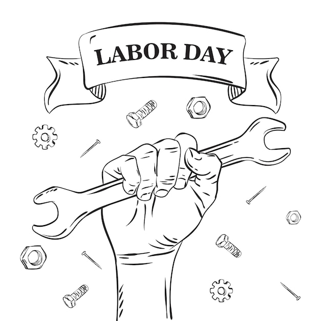 Vecteur modèle de conception de bannière happy labor day main tenant illustration vectorielle de clé