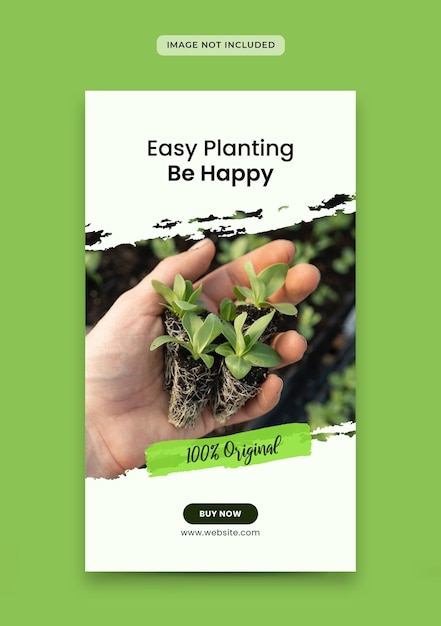 Vecteur modèle de conception de bannière d'histoires greeery instagram pour la promotion de plantes ou de produits de la terre