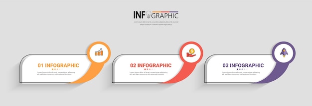 Modèle De Conception De Bannière D'infographie En Trois étapes