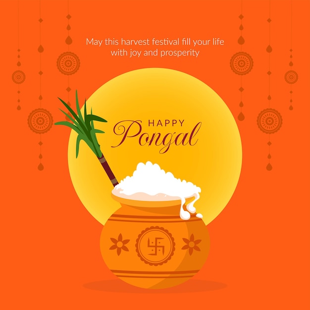 Modèle de conception de bannière de joyeux festival indien Pongal