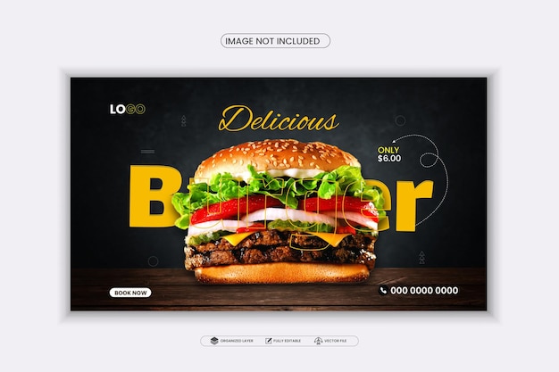 modèle de conception de bannière de panneau d'affichage de hamburger