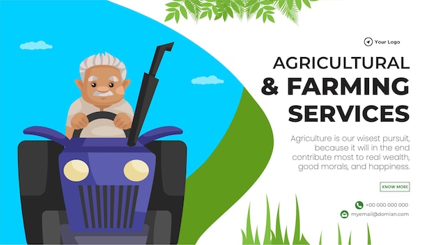 Modèle De Conception De Bannière De Paysage De Services Agricoles Et Agricoles