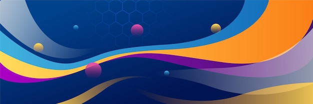 Modèle de conception de bannière de polygone coloré abstrait Bannière web tech colorée avec toile de fond de formes géométriques et couleurs dégradées Arrière-plan de présentation de modèle de bannière de conception graphique vectorielle