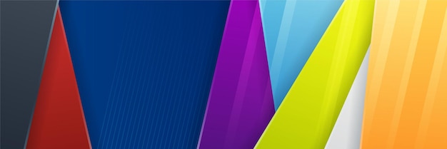 Modèle de conception de bannière de polygone coloré abstrait Bannière web tech colorée avec toile de fond de formes géométriques et couleurs dégradées Arrière-plan de présentation de modèle de bannière de conception graphique vectorielle