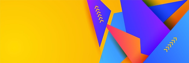 Modèle de conception de bannière de polygone coloré abstrait Bannière web tech colorée avec toile de fond de formes géométriques et couleurs dégradées Arrière-plan de présentation de modèle de bannière de conception graphique vectorielle
