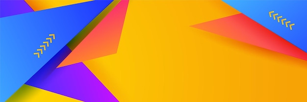 Modèle de conception de bannière de polygone coloré abstrait Bannière web tech colorée avec toile de fond de formes géométriques et couleurs dégradées Arrière-plan de présentation de modèle de bannière de conception graphique vectorielle