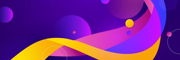 Modèle de conception de bannière de polygone coloré abstrait Bannière web tech colorée avec toile de fond de formes géométriques et couleurs dégradées Arrière-plan de présentation de modèle de bannière de conception graphique vectorielle