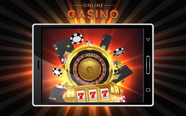 modèle de conception de bannière de publicité de casino en ligne avec roulette roue poker cartes machine à sous