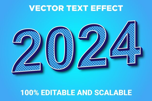 modèle de conception de bannière vectorielle pour la nouvelle année 2024 avec effet de texte, élément et police entièrement modifiables