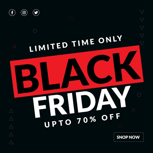 Modèle de conception de bannière de vente Black Friday et conception de publication sur les réseaux sociaux