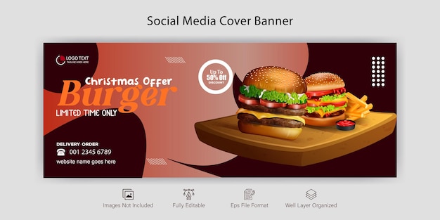 Vecteur modèle de conception de bannière web délicieux burger et menu alimentaire