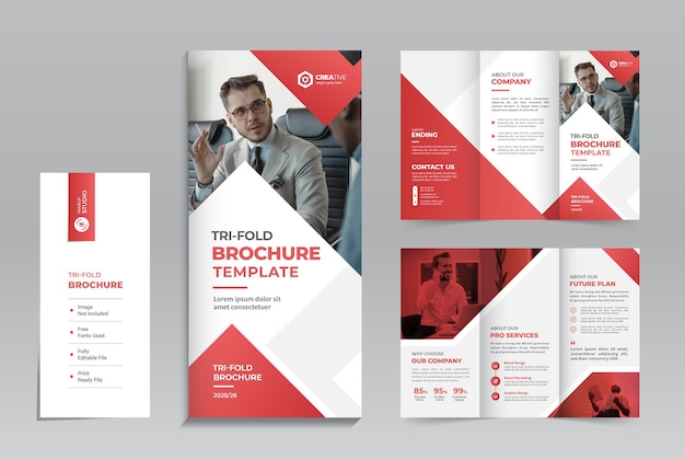 Vecteur modèle de conception de brochure d'entreprise à trois volets propre et minimal