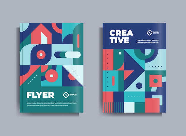 Modèle De Conception De Brochure Flyer Couverture D'entreprise Thème Géométrique Cercles Vert Et Bluecolor