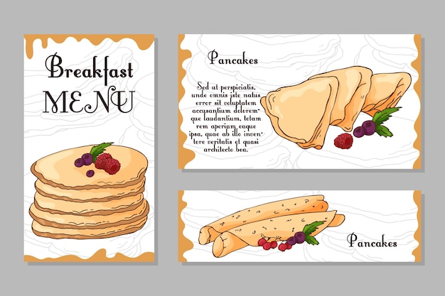 Modèle de conception de café Carte de dessert dessinée à la main Ensemble de modèle de menu de restaurant pour l'identité d'entreprise