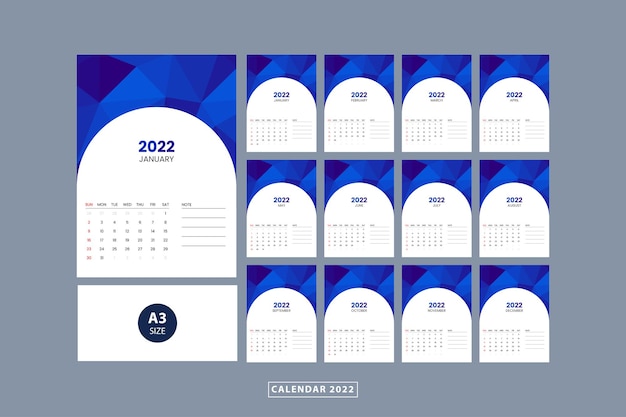 Modèle De Conception De Calendrier 2022 Avec Forme Polygonale