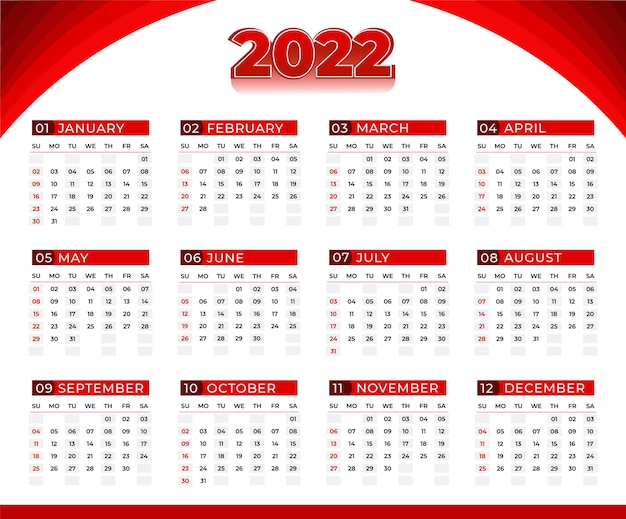 modèle de conception de calendrier 2022