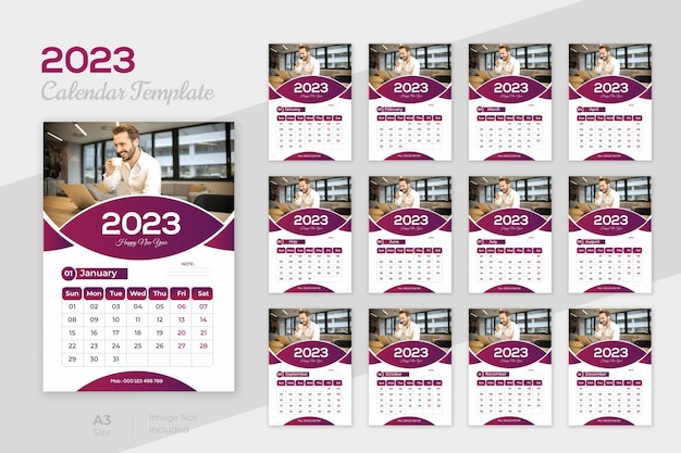 Modèle De Conception De Calendrier 2023 Pour La Conception Du Calendrier Du Nouvel An