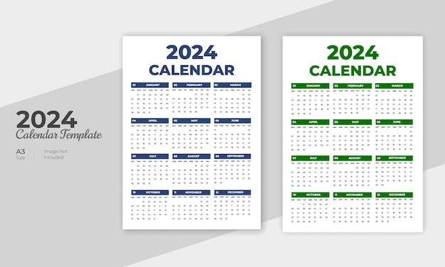 modèle de conception de calendrier 2024 pour la bonne année