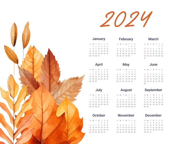 Modèle De Conception De Calendrier Annuel 2024