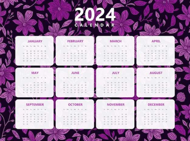 Vecteur modèle de conception de calendrier de bonne année 2024