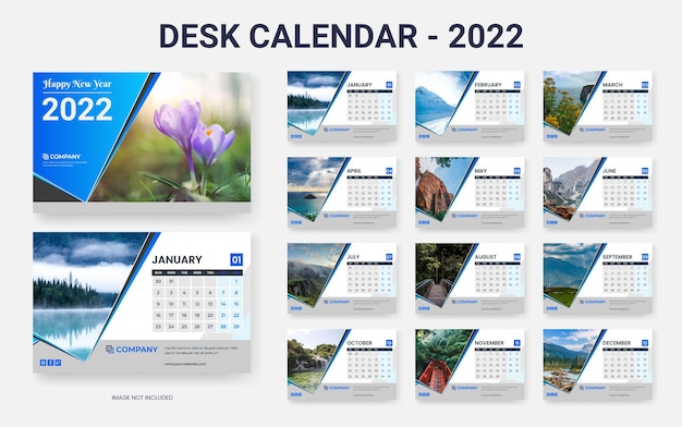 Modèle De Conception De Calendrier De Bureau 2022