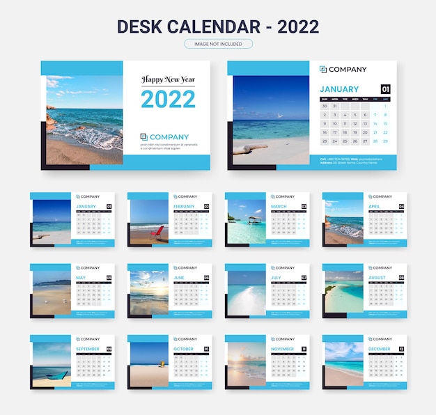 Modèle De Conception De Calendrier De Bureau 2022